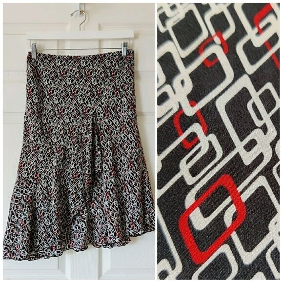 Worthington geometric print silk skirt sz 14 - Picture 2 of 7